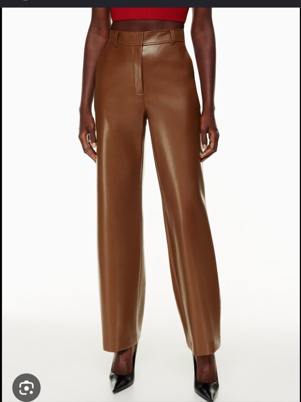 Babaton Wide-Leg Faux Leather Pants in Brown